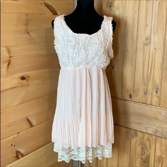 Pretty Angel Dresses & Skirts - Pretty Angel embellished peach silk blend dress L
